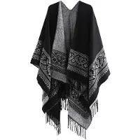 Unyqoos Elegante dames poncho met franjes voor alle seizoenen en gelegenheden