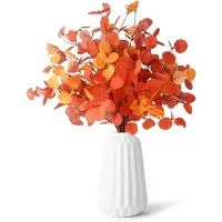 Unyqoos Set van 6 kunststof eucalyptus takken, 60 cm – weerbestendig, UV-bestendig, kunststof decoratie voor herfst, geschikt voor binnen en buiten, natuurlijke uitstraling, voor vazen