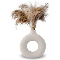 Unyqoos Vaas Nordic Ring voor moderne inrichting, handgemaakte vazen ​​voor pampagras, mat keramiek, woonkamerdecoratie, vazen ​​voor decoratie en cadeau, L