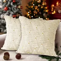 Unyqoos Set van 2 decoratieve kussenhoezen met winterse kerstmotieven voor huisdecoratie