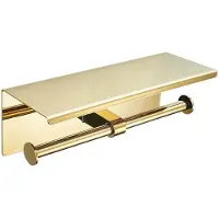 Unyqoos Gouden toiletrolhouder met dubbele stang, rechts opklapbaar, antiroterende basis, eenvoudige montage, geschikt voor standaard toiletrollen