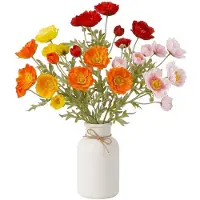 Mica Decorations Boeket Kunstbloemen Klaprozen Poppy - H62 cm - 4 kleuren mix - 12x stelen kunstbloemen - bloemetjes