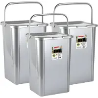 PlasticForte Recycling afvalbak - 3x - zilvergrijs - 45 Liter - afsluitbaar - 34 x 40 x 54 cm - kunststof