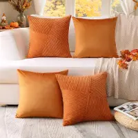 Unyqoos Set van 4 decoratieve corduroy kussenslopen met verborgen ritssluiting