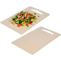 PlasticForte Keuken Snijplank - 2x - taupe - 27 x 16 cm - kunststof - voor groente, fruit, vlees en vis