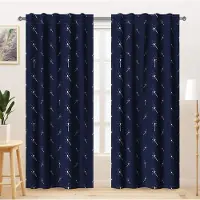 Unyqoos Donkerblauwe Luxe Verduisteringsgordijnen met Sterrenhemel Design voor Stijlvolle Ruimtes