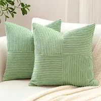 Unyqoos Set van 2 decoratieve kussenslopen met corduroy kruisstrepen patroon voor woonkamer 45x45 cm