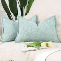 Unyqoos Set van 2 Elegante Chenille en Fluweel Kussenslopen met Franje, Zacht en Stijlvol, 30 x 50 cm