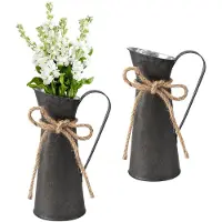 Unyqoos Set van twee metalen vazen in landelijke stijl voor stijlvolle decoratie