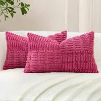 Unyqoos Set van 2 decoratieve corduroy kussenslopen met streeppatroon voor elke woonruimte