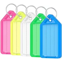 Unyqoos Set van 20 kleurrijke kunststof sleutelhangers met beschrijfbare labels en splitringen