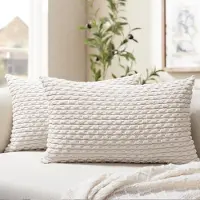Unyqoos Set van twee beige corduroy kussenslopen voor bank en bed 40 x 60 cm