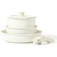 Unyqoos Pannenset 5-delige antiaanbaklaag, pan 20/26 cm, pan 18 cm afneembare handgreep, stapelbare pannenset, ruimtebesparend, voor alle kookplaten inclusief inductie, ovenbestendig
