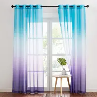 Unyqoos Stijlvolle Semi-Transparante Voile Gordijnen met Kleurverloop voor Slaapkamer en Woonkamer, Set van 2, H 220 x B 140 cm