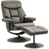 HOMCOM Recliner with Ottoman-Kunstleder, Mehrschichtplatte-81L x 95B x 107H cm-Grau