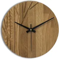 OEM Echte eikenhouten wandklok, moderne houten wandklok, woonaccessoire van echt eikenhout, 50 cm