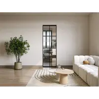 Vente-unique Schuifdeur met schuifsysteem van aluminium en gehard glas - H205 x B83 cm - WILDEN II