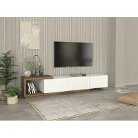 Vente-unique Tv-meubel met 3 lades en 1 nis - Wit en naturel - DUKIAN