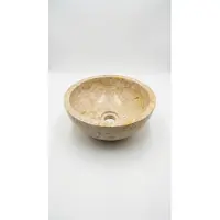 Teakea opbouwwaskom travertin natuursteen rond Ø30 x 12 cm beige