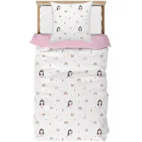 Unyqoos Betoverende Kinderbeddengoed Set met Eenhoorns en Regenbogen voor Meisjes, 135 x 200 cm