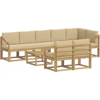 vidaXL Buiten bank set 9 st Wit en Beige Polyester
