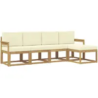 vidaXL Buiten bank set 5 st Wit en crèmekleurig