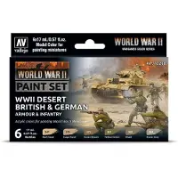 Vallejo val70208 - Model Color - WWII Desert British & German Armour & Infantry Set 6 x 18 ml