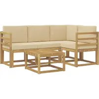 vidaXL Buiten bank set 5 st Wit en Beige