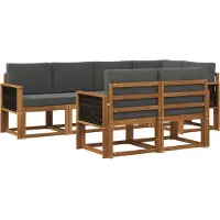 vidaXL Buiten bank set 7 st Natuurlijk en Antraciet Polyester