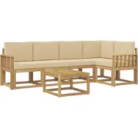 vidaXL Buiten bank set 6 st Wit en Beige Massief Acacia Hout