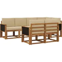 vidaXL Buiten bank set 7 st Natuurlijk en Beige Polyester