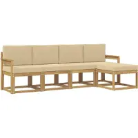 vidaXL Buiten bank set 5 st Wit en Beige