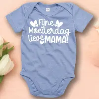 Babybugz Romper Baby “Fijne Moederdag Lieve Mama” – Cadeau Moederdag – Baby Romper Korte Mouw – Blauw – 3-6 Maanden