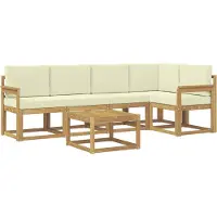 vidaXL Buiten bank set 6 st Wit en crèmekleurig Massief Acacia Hout