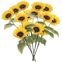 Mica Decorations Kunstbloem Zonnebloem takken - 5x - 92 cm - geel - kunst zijdebloem - decoratie