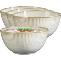 Mica Decorations Soepkom Nusa - 4x - creme kleur - 7 x 12 cm - keramiek - kommetjes/schaaltjes - 500 ml