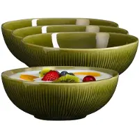 Mica Decorations Soepkom Nusa - 4x - groen - 17 x 6 cm - keramiek - kommetjes/schaaltjes - 500 ml