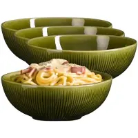 Mica Decorations Pasta bord Nusa - 12x - groen - 17 x 6 cm - keramiek - diep bord