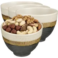 Mica Decorations Serveer/chips schaaltje Ethan - 6x - zwart - 8 x 11 cm - keramiek - kommetjes