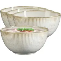 Mica Decorations Soepkom Nusa - 8x - creme kleur - 7 x 12 cm - keramiek - kommetjes/schaaltjes - 500 ml