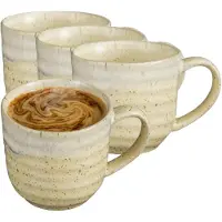 Mica Decorations Koffiemok / theemok Ethan - 8x - creme kleur - 7 x 8 cm - mokken - keramiek
