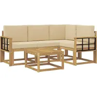 vidaXL Buiten bank set 5 st Wit en Beige