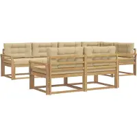 vidaXL Buiten bank set 6 st Wit en Beige Polyester