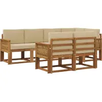 vidaXL Buiten bank set 7 st Natuurlijk en Beige Polyester