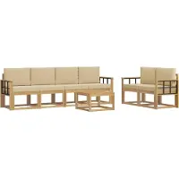 vidaXL Buiten bank set 7 st Wit en Beige