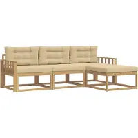 vidaXL Buiten bank set 4 st Wit en Beige Polyester