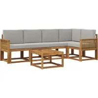 vidaXL Buiten bank set 6 st Naturel en lichtgrijs Massief Acacia Hout