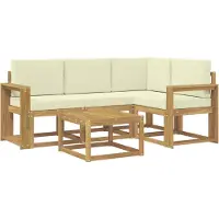 vidaXL Buiten bank set 5 st Wit en crèmekleurig