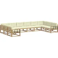 vidaXL Buiten bank set 10 st Wit en crèmekleurig