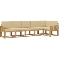 vidaXL Buiten bank set 6 st Wit en Beige Polyester